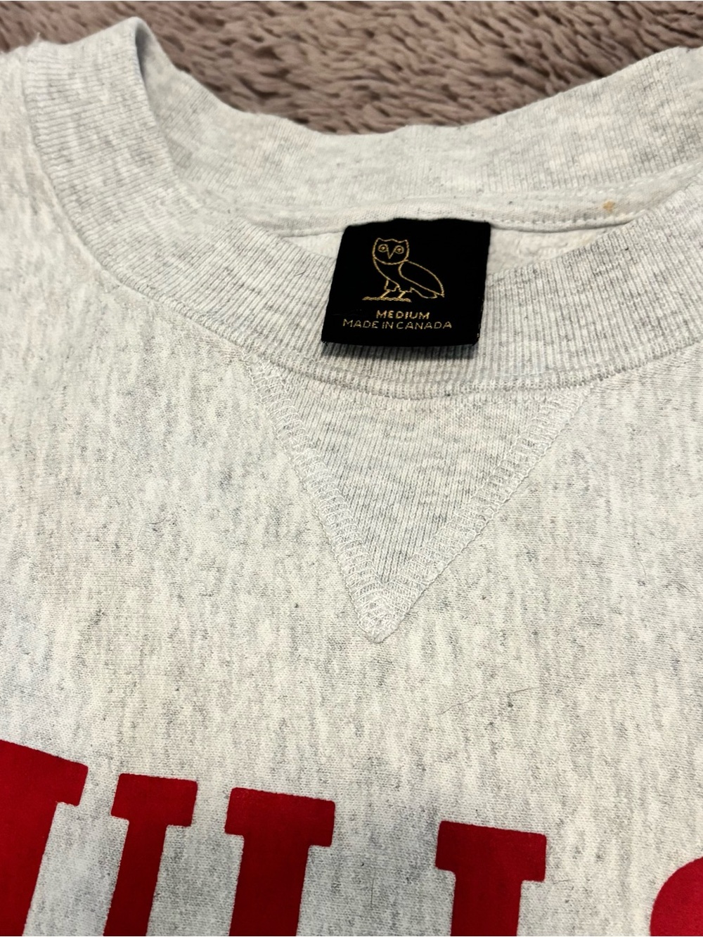 OVO x Bulls Basketball Heather Gray Crewneck Sweatshirt Pullover Size M - Picture 2 of 5
